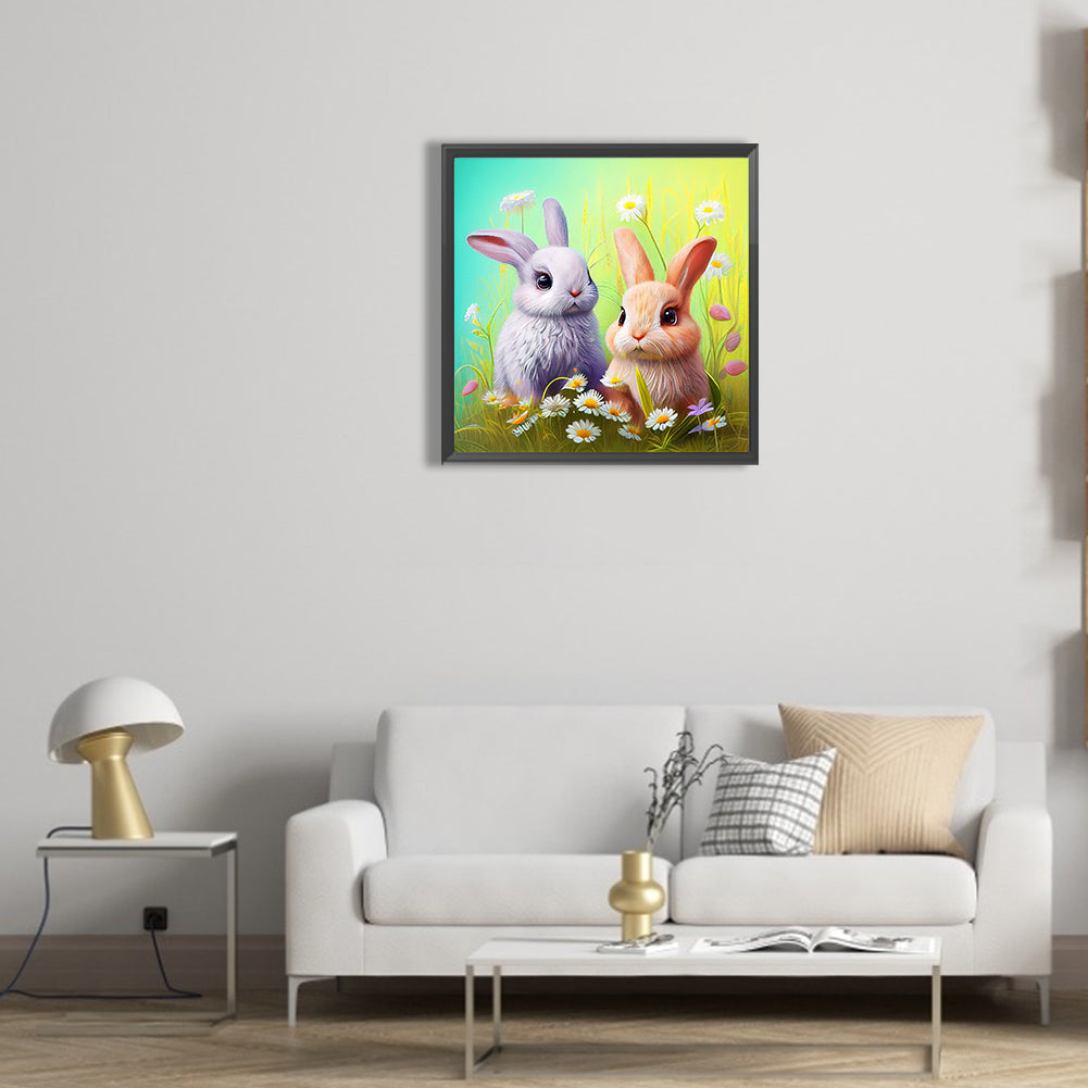 Rabbit In The Garden - Full Round Drill Diamond Painting 30*30CM