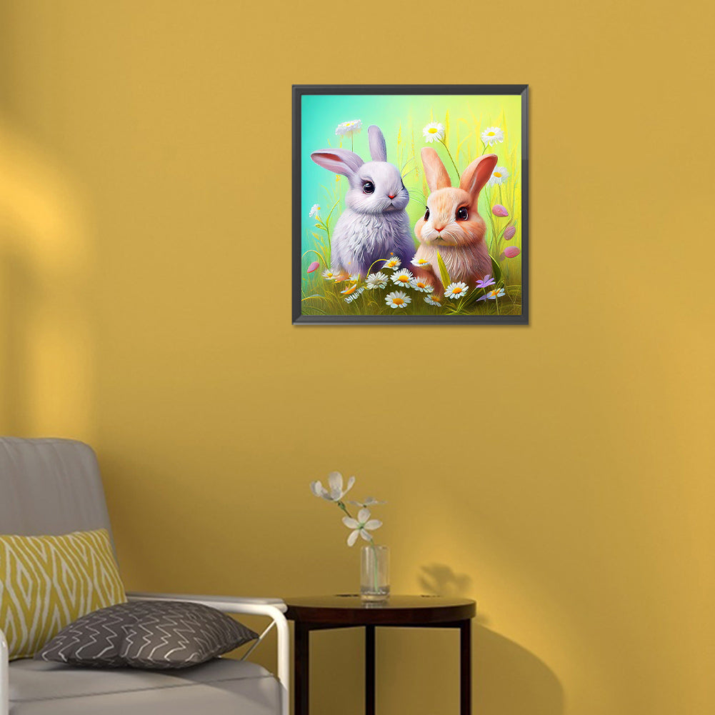 Rabbit In The Garden - Full Round Drill Diamond Painting 30*30CM