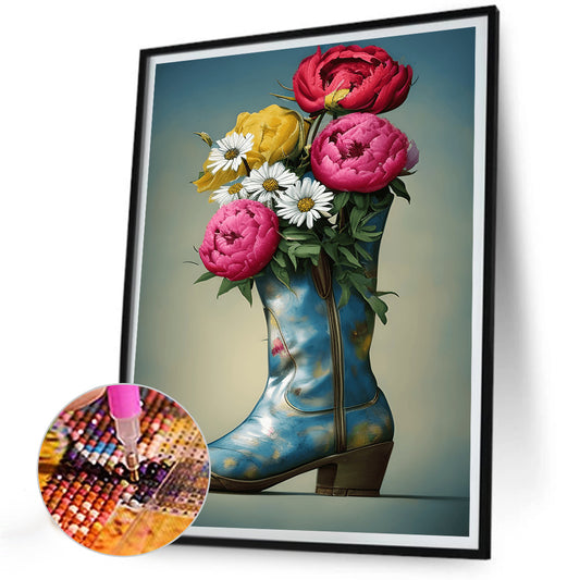 Wildflowers In Shoes - Full Round Drill Diamond Painting 30*40CM