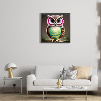 Owl In The Flowers - Full Round Drill Diamond Painting 30*30CM