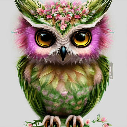 Owl In The Flowers - Full Round Drill Diamond Painting 30*30CM