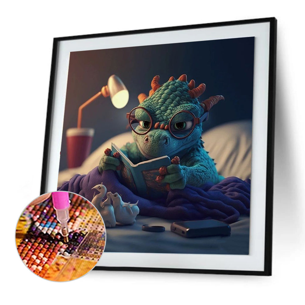 Crocodile Reading - Full Round Drill Diamond Painting 30*30CM