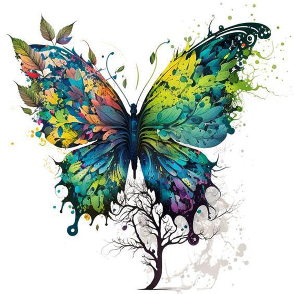 Leaf Butterfly - Full Round Drill Diamond Painting 30*30CM