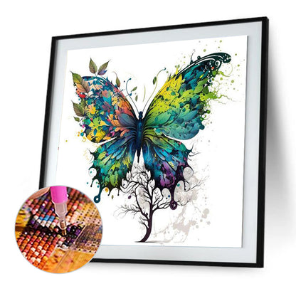 Leaf Butterfly - Full Round Drill Diamond Painting 30*30CM