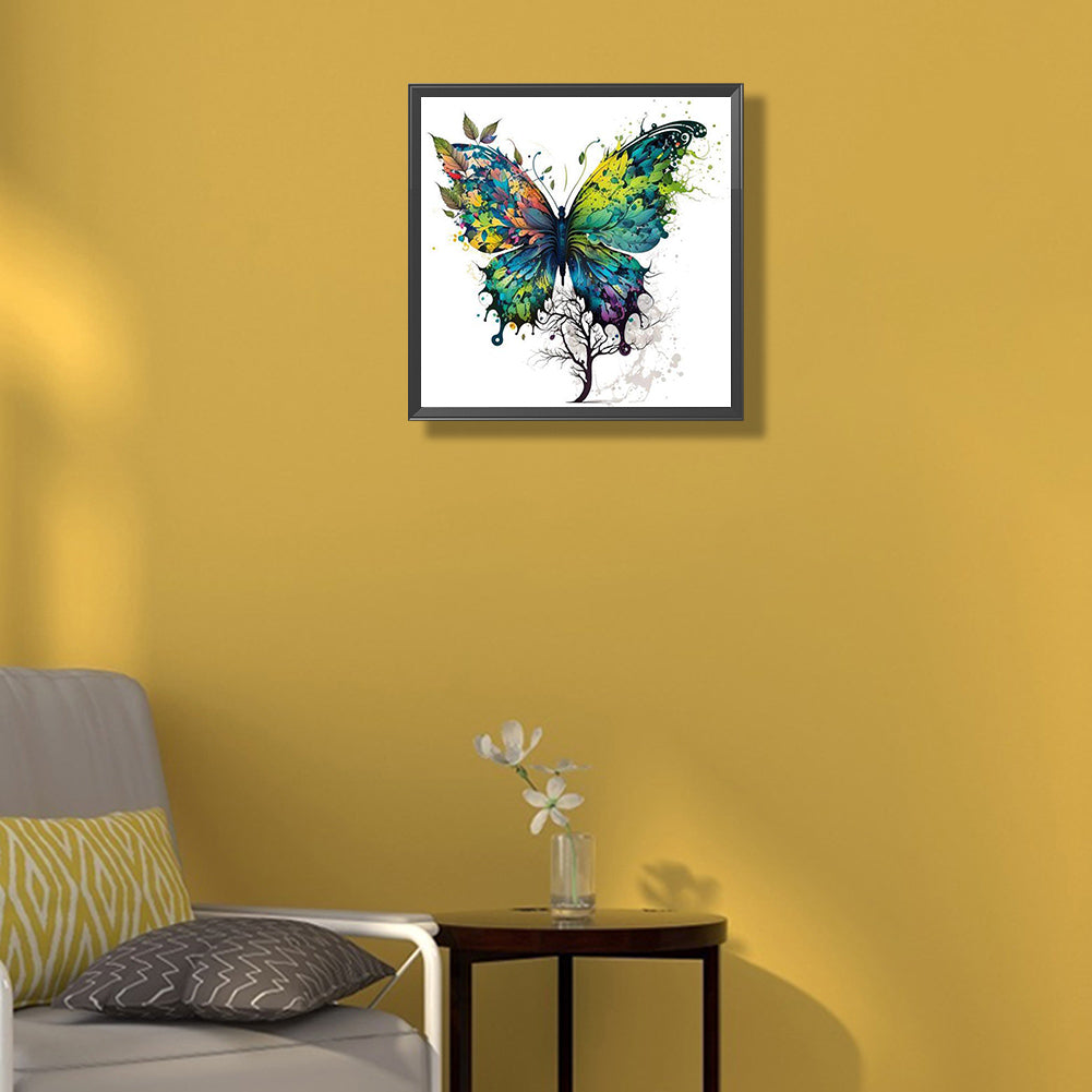 Leaf Butterfly - Full Round Drill Diamond Painting 30*30CM