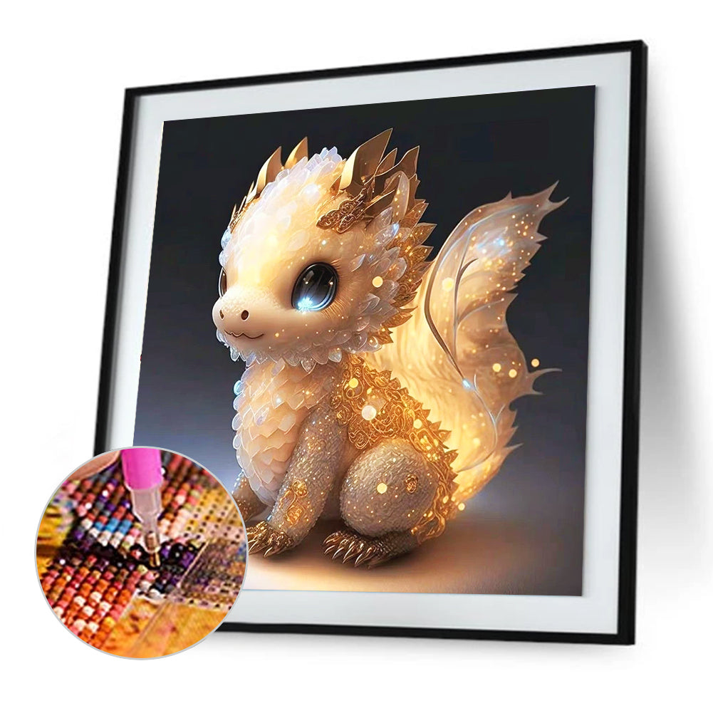 Golden Dinosaur - Full Round Drill Diamond Painting 30*30CM