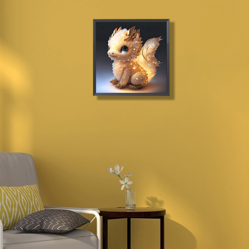 Golden Dinosaur - Full Round Drill Diamond Painting 30*30CM