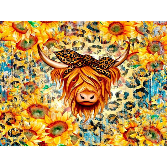 Yak And Sunflower - Full Round Drill Diamond Painting 40*30CM