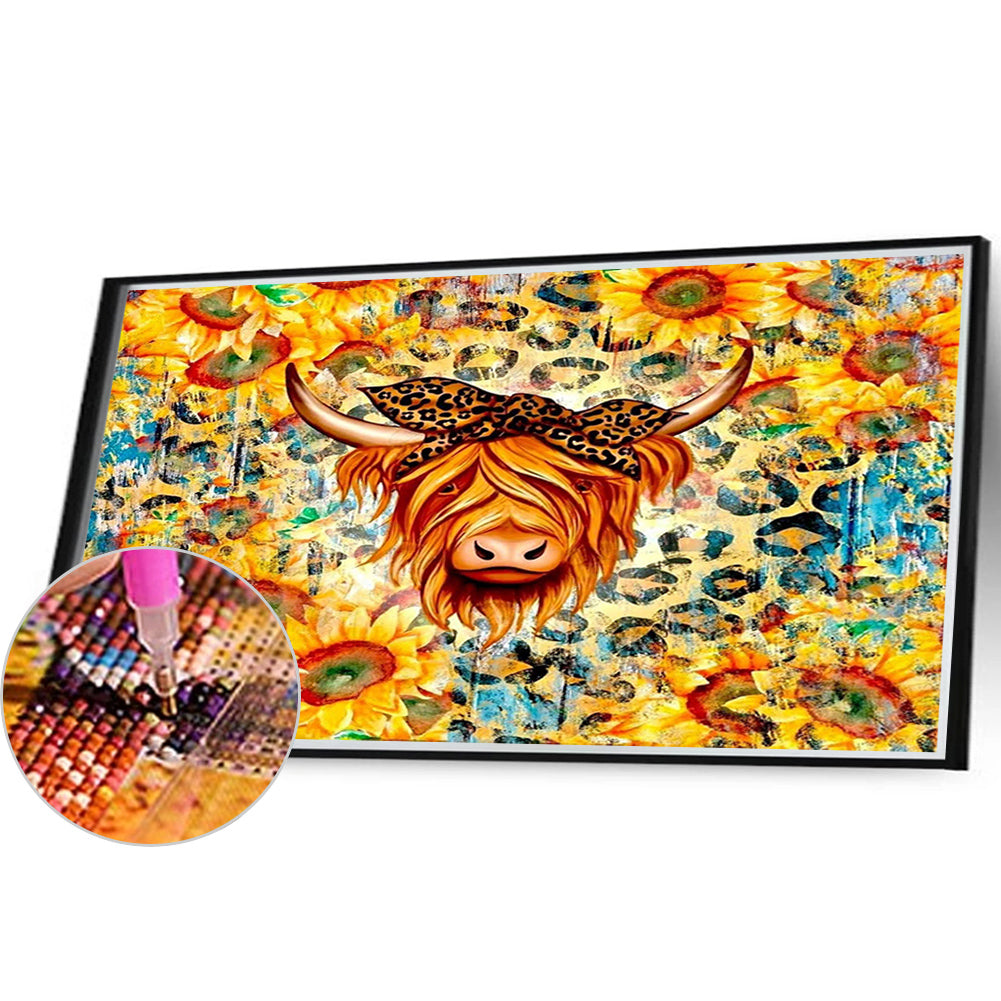 Yak And Sunflower - Full Round Drill Diamond Painting 40*30CM