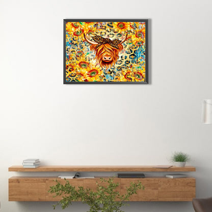 Yak And Sunflower - Full Round Drill Diamond Painting 40*30CM