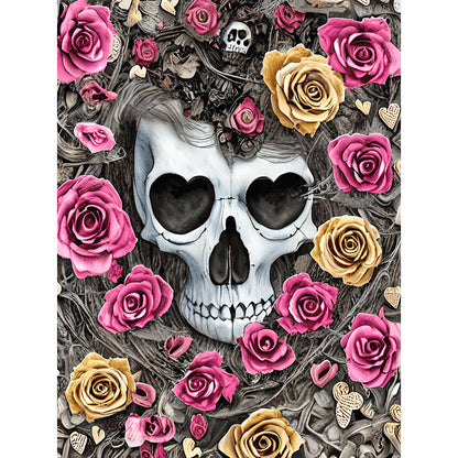Rose Skull - Full Round Drill Diamond Painting 30*40CM