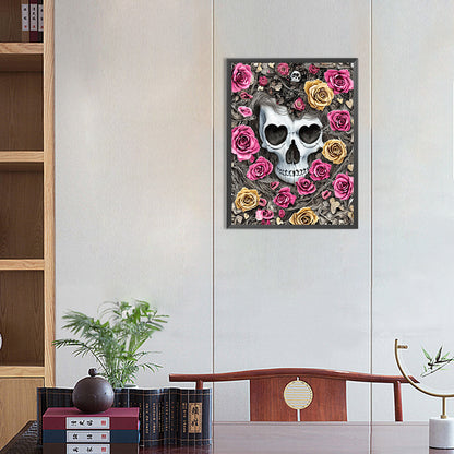 Rose Skull - Full Round Drill Diamond Painting 30*40CM
