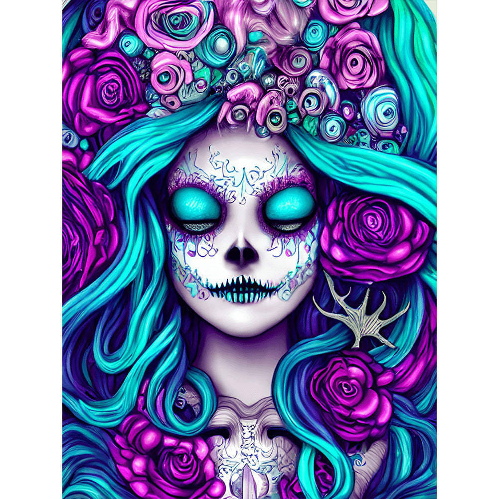 Rose Skull - Full Round Drill Diamond Painting 30*40CM