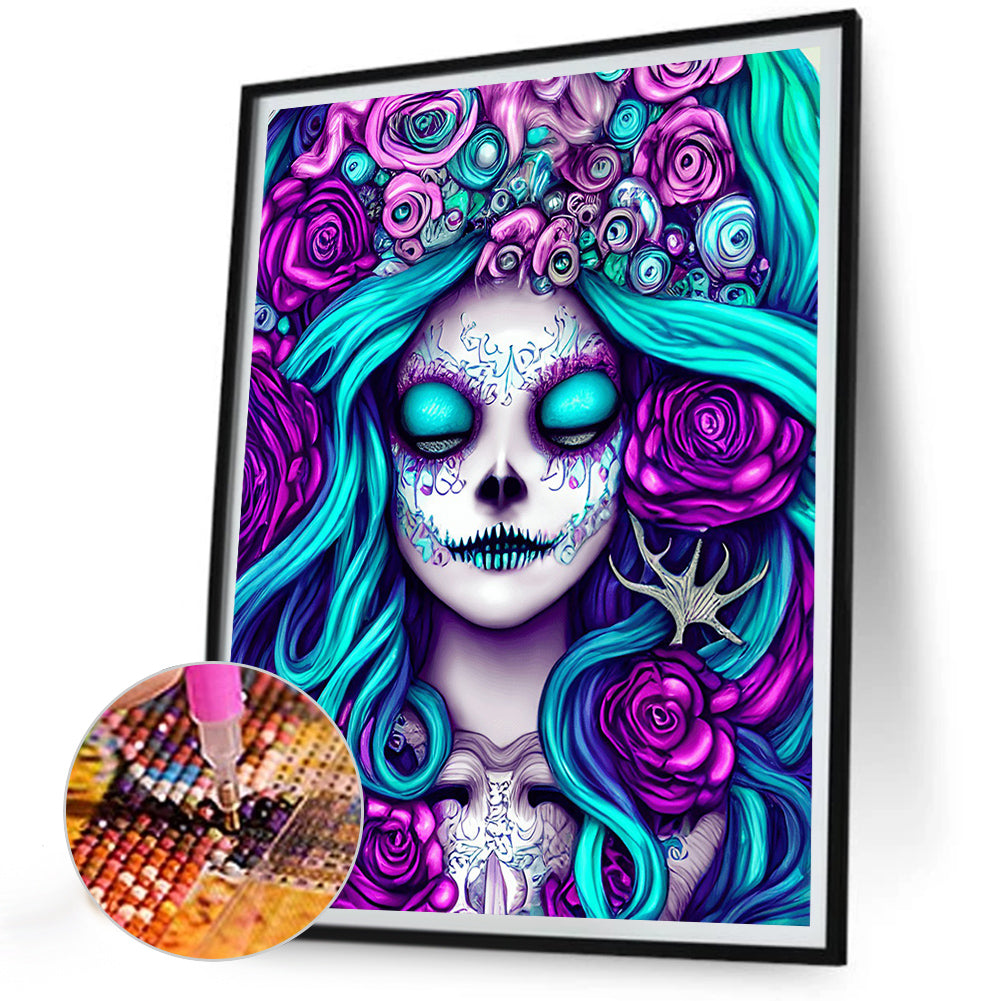 Rose Skull - Full Round Drill Diamond Painting 30*40CM