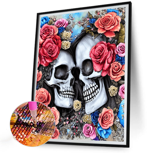 Rose Skull - Full Round Drill Diamond Painting 30*40CM