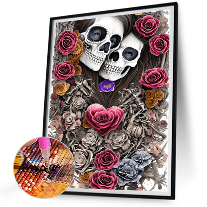 Rose Skull - Full Round Drill Diamond Painting 30*40CM