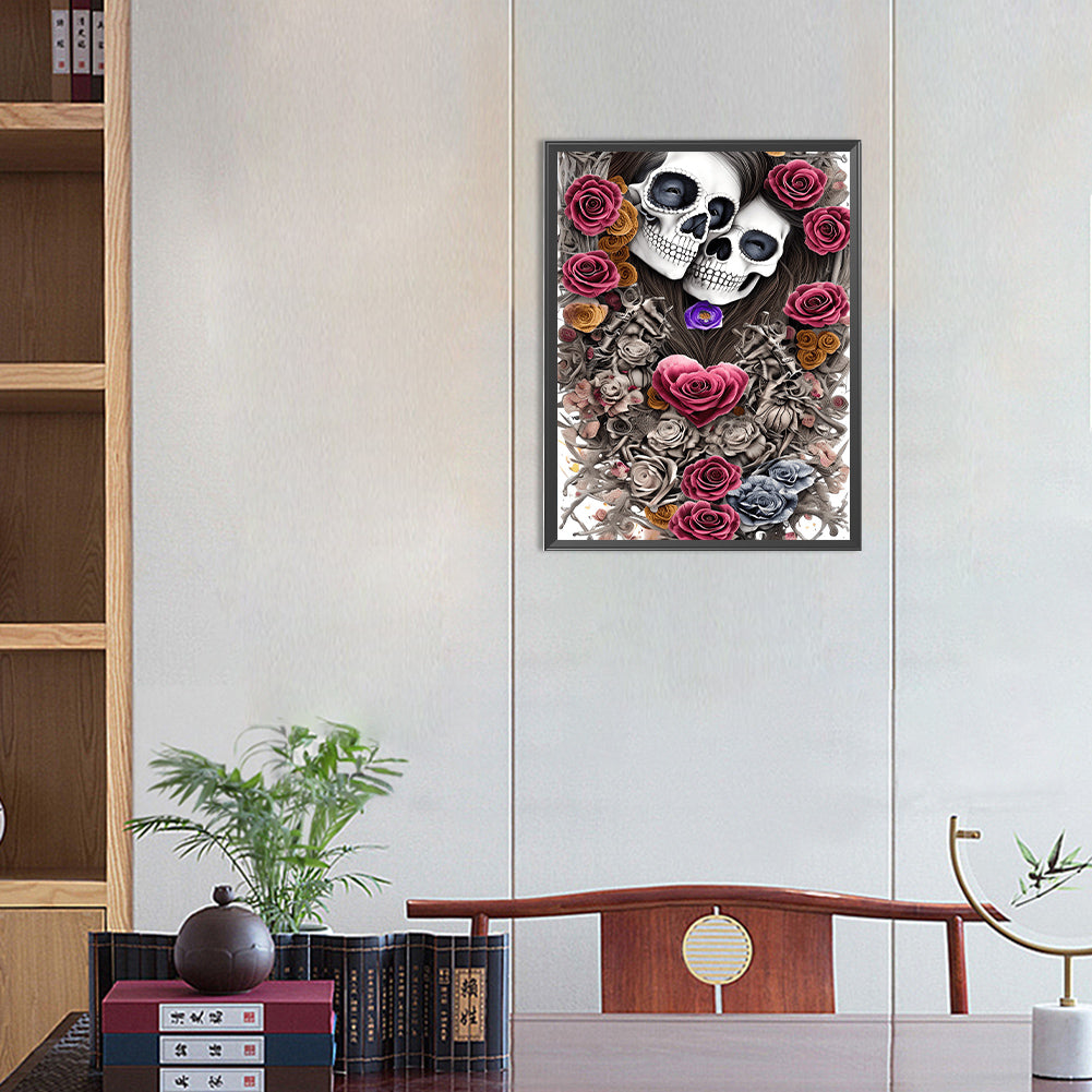 Rose Skull - Full Round Drill Diamond Painting 30*40CM