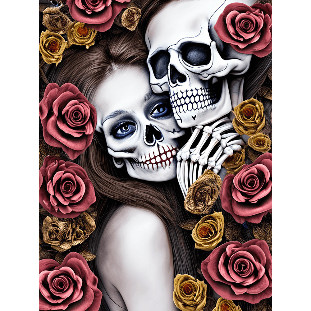 Rose Skull - Full Round Drill Diamond Painting 30*40CM