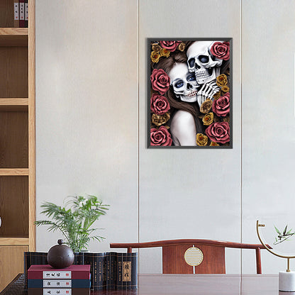 Rose Skull - Full Round Drill Diamond Painting 30*40CM
