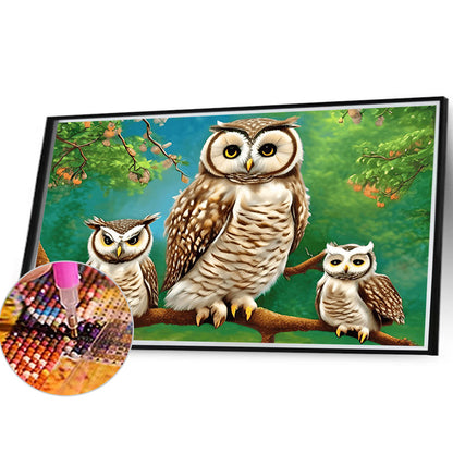 Owl Family - Full Round Drill Diamond Painting 40*30CM