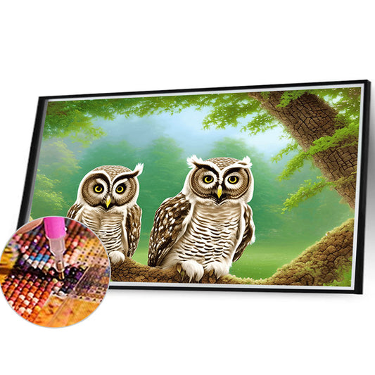 Owl Family - Full Round Drill Diamond Painting 40*30CM