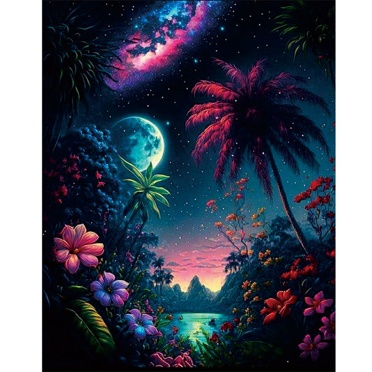 Lake Night View - Full Round Drill Diamond Painting 40*50CM