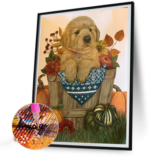 Dog In A Bucket - Full Round Drill Diamond Painting 30*40CM