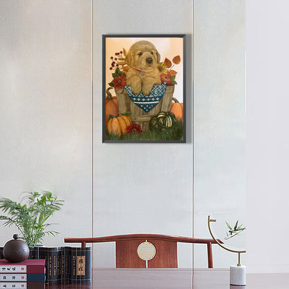 Dog In A Bucket - Full Round Drill Diamond Painting 30*40CM