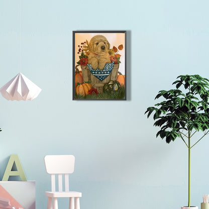 Dog In A Bucket - Full Round Drill Diamond Painting 30*40CM