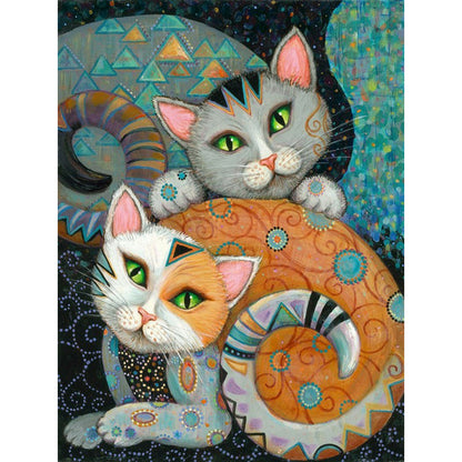 Very Artistic Two Cats - Full Round Drill Diamond Painting 30*40CM