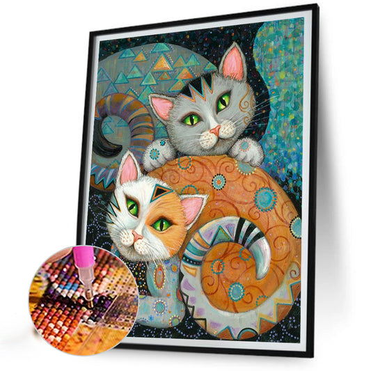 Very Artistic Two Cats - Full Round Drill Diamond Painting 30*40CM