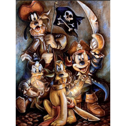 Mickey Mouse And His Friends Playing Pirates - Full Round Drill Diamond Painting 30*40CM