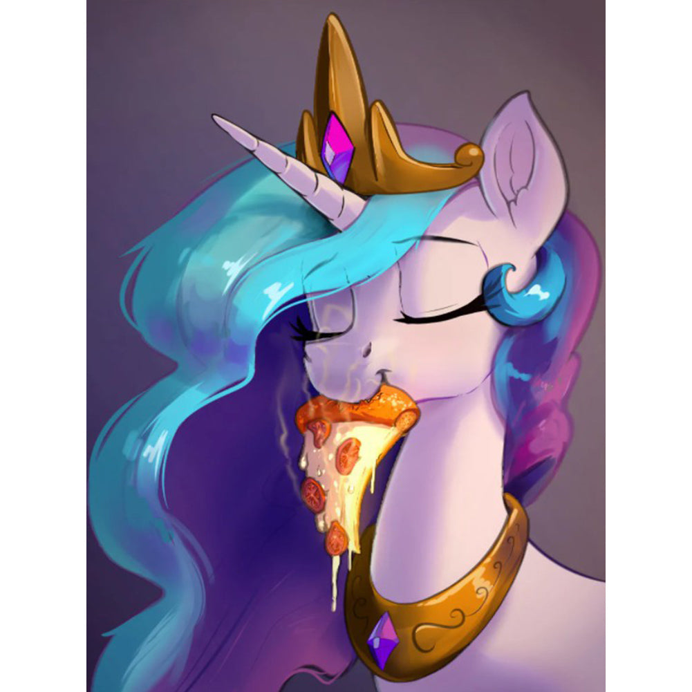 Cosmic Princess Eating Pizza - Full Round Drill Diamond Painting 30*40CM