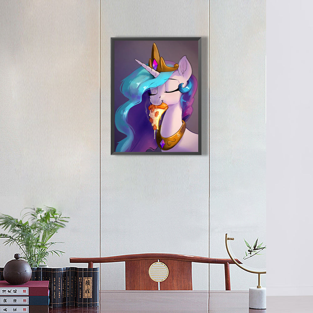 Cosmic Princess Eating Pizza - Full Round Drill Diamond Painting 30*40CM