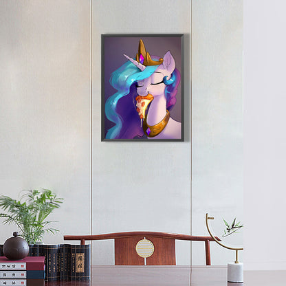 Cosmic Princess Eating Pizza - Full Round Drill Diamond Painting 30*40CM
