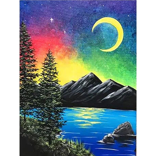 Colorful Moon Scene - Full Round Drill Diamond Painting 30*40CM