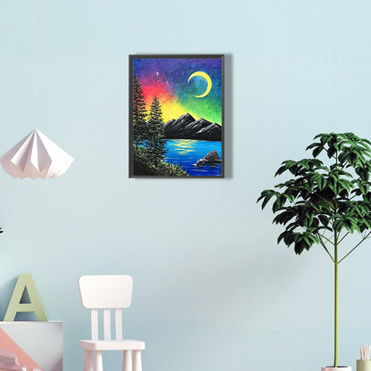 Colorful Moon Scene - Full Round Drill Diamond Painting 30*40CM