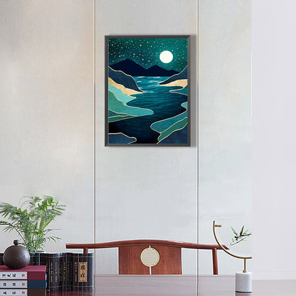 Landscape Under The Moon - Full Round Drill Diamond Painting 30*40CM