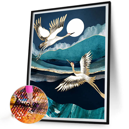 Crane Under The Moon - Full Round Drill Diamond Painting 30*40CM