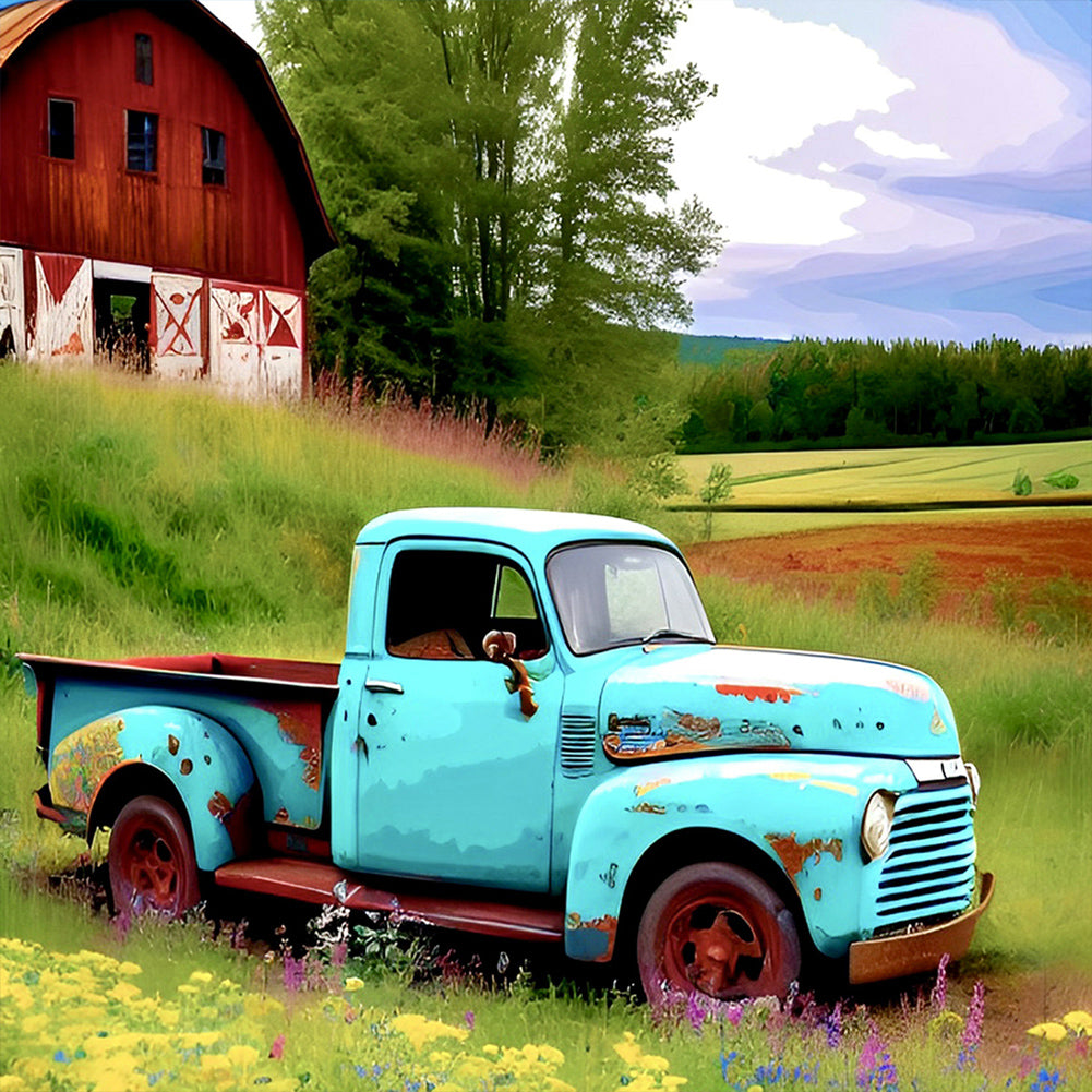 Old Truck On The Farm - Full Round Drill Diamond Painting 30*30CM