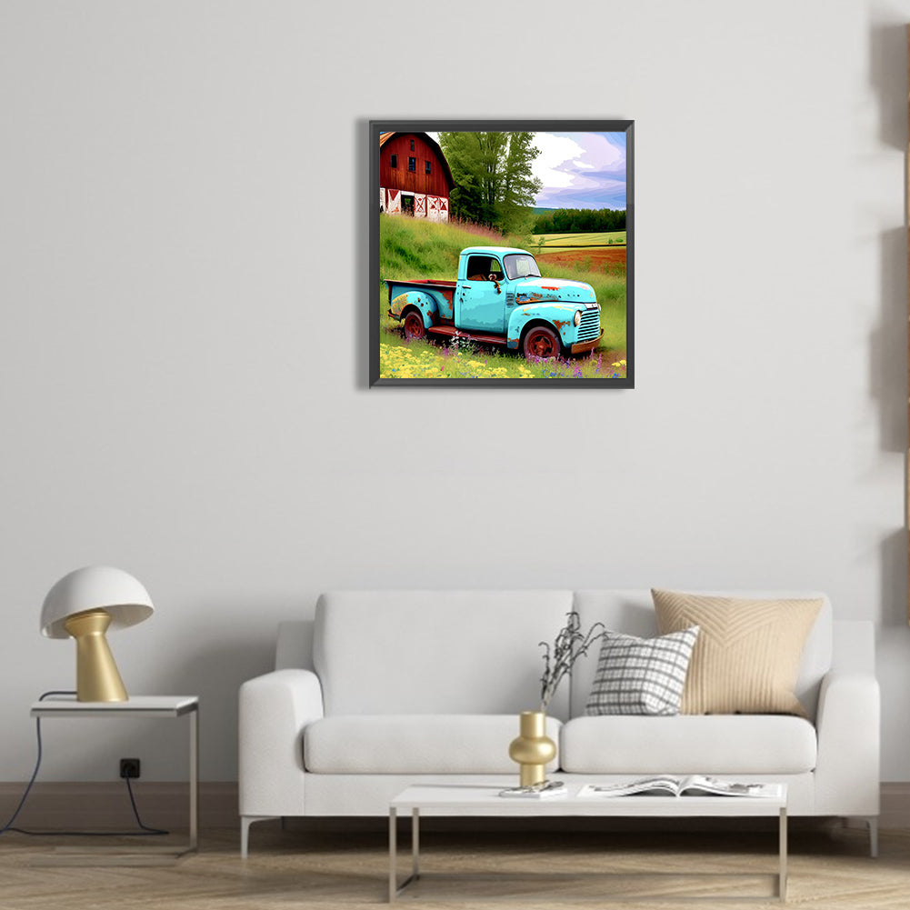 Old Truck On The Farm - Full Round Drill Diamond Painting 30*30CM