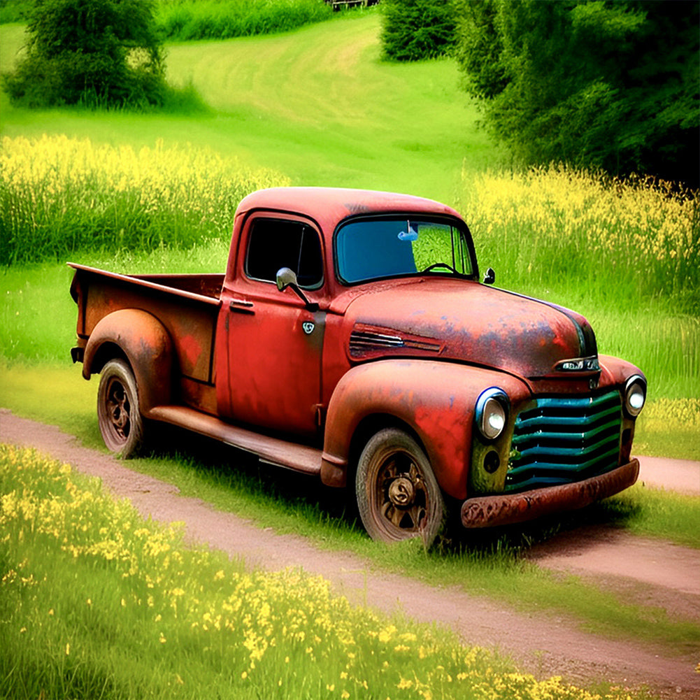 Old Truck On The Farm - Full Round Drill Diamond Painting 30*30CM