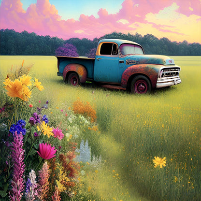 Old Truck On The Farm - Full Round Drill Diamond Painting 30*30CM