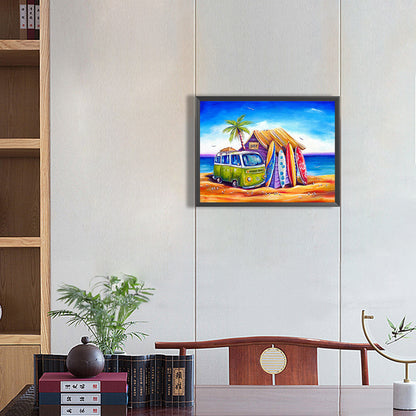 Beach Minibus - Full Round Drill Diamond Painting 40*30CM