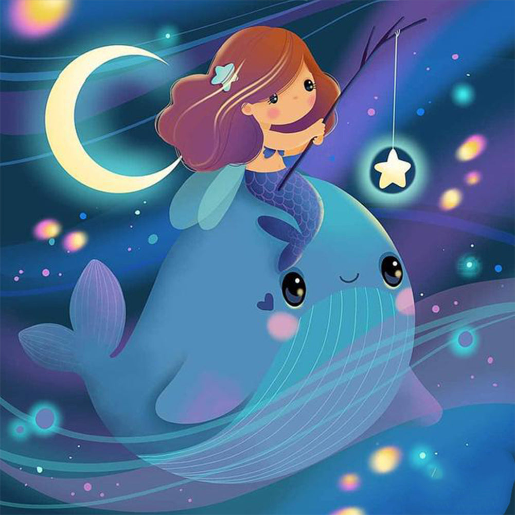 The Mermaid And The Whale - Full Round Drill Diamond Painting 30*30CM