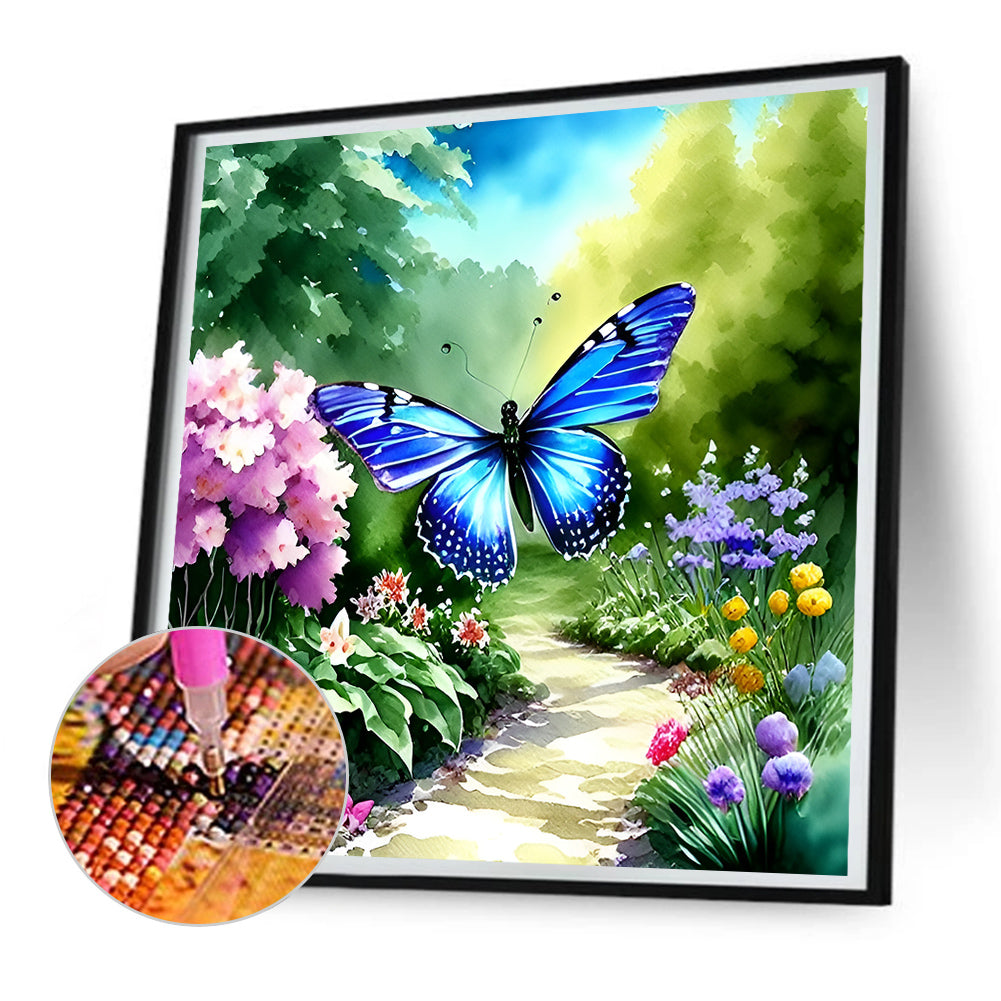 Butterfly Flying In Garden - Full Round Drill Diamond Painting 30*30CM