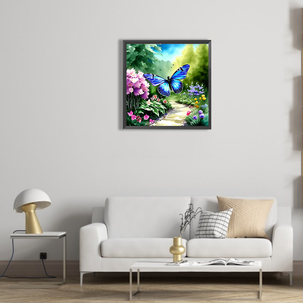 Butterfly Flying In Garden - Full Round Drill Diamond Painting 30*30CM