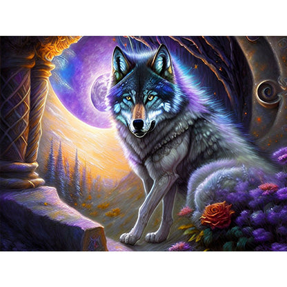 Purple Wolf - Full Round Drill Diamond Painting 40*30CM