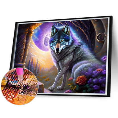 Purple Wolf - Full Round Drill Diamond Painting 40*30CM