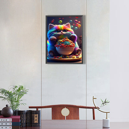 Colorful Fat Cat - Full Round Drill Diamond Painting 30*40CM